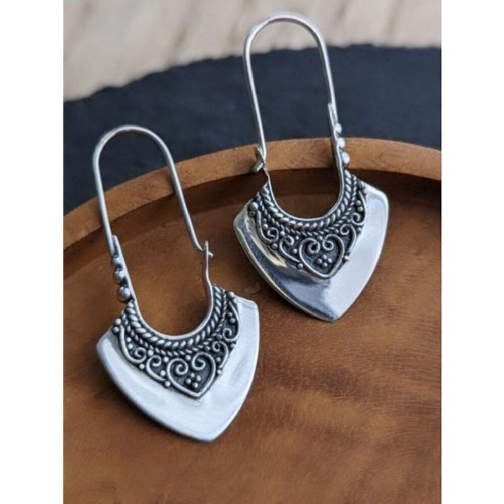 Bohemian Artisan Vibe Hoop Earrings Traditional Artistry Handmade Elegance